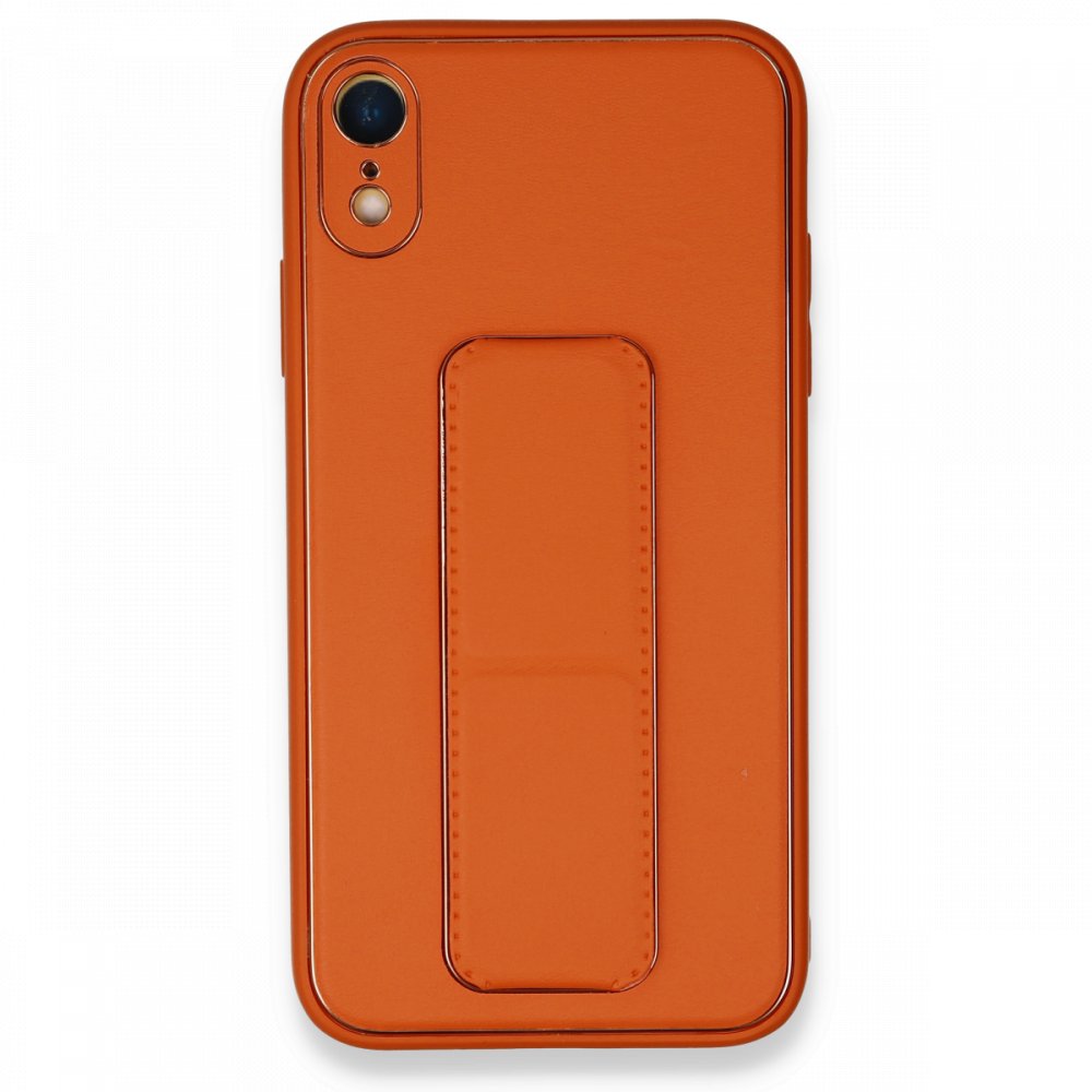  iPhone XR Kılıf Coco Deri Standlı Kapak - Turuncu