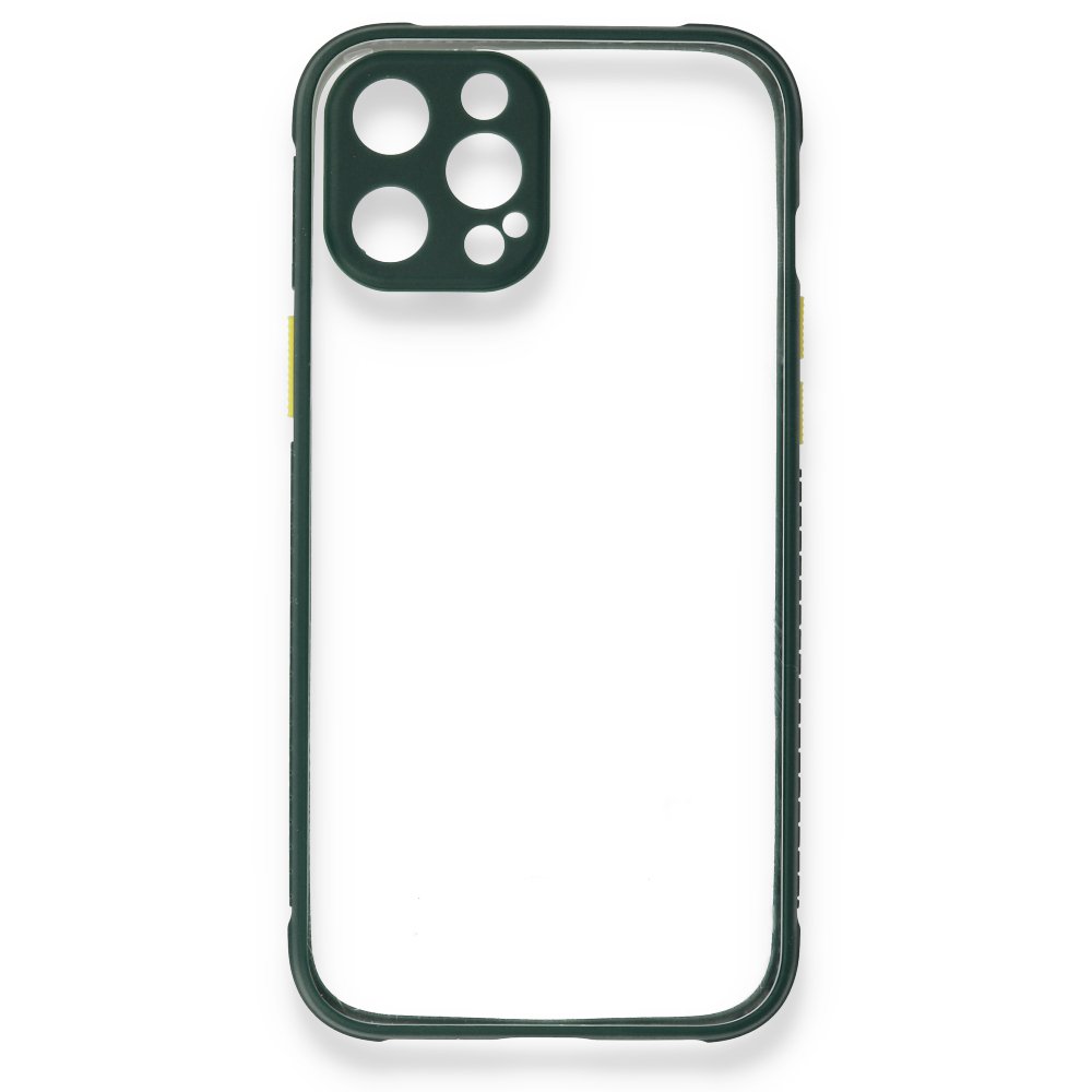  iPhone 12 Pro Max Kılıf Miami Şeffaf Silikon - Koyu Yeşil