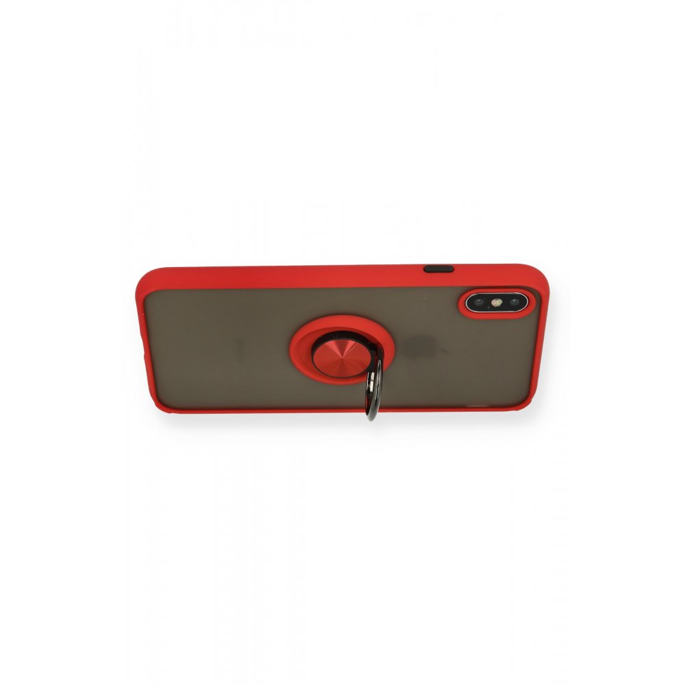 iPhone XS Kılıf Montreal Yüzüklü Silikon Kapak - Kırmızı iPhone XS Kılıf Montreal Yüzüklü Silikon Kapak - Kırmızı