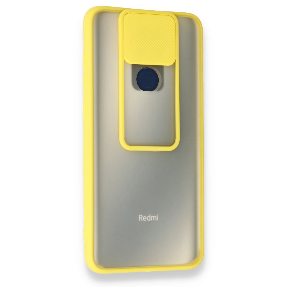 Redmi Note 9 Kılıf Palm Buzlu Kamera Sürgülü Silikon - Sarı
