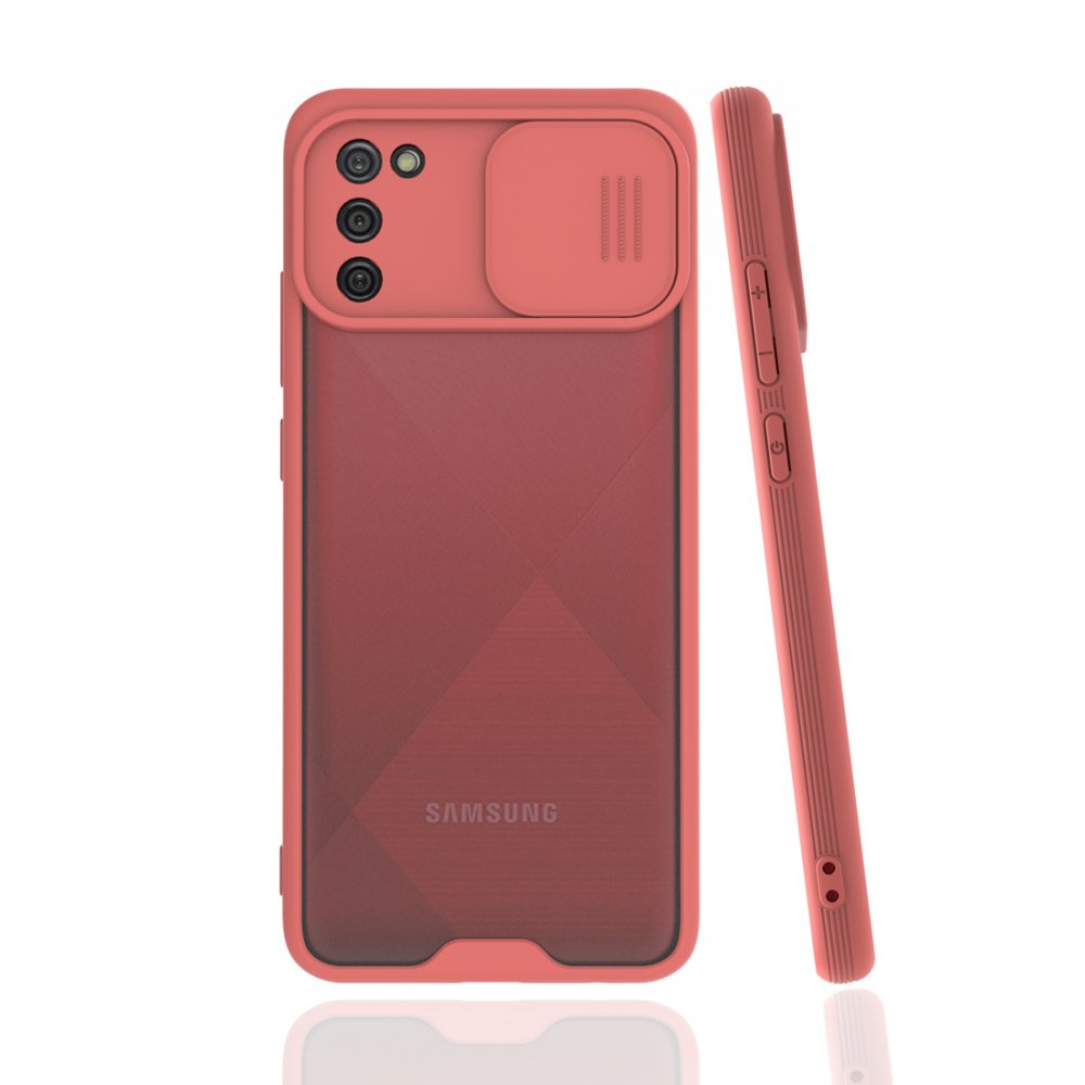  Samsung Galaxy A02S Kılıf Platin Kamera Koruma Silikon - Pembe