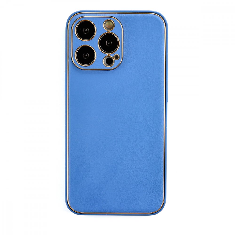 iPhone 13 Pro Kılıf Coco Deri Silikon Kapak - Açık Mavi  iPhone 13 Pro Kılıf Coco Deri Silikon Kapak - Açık Mavi