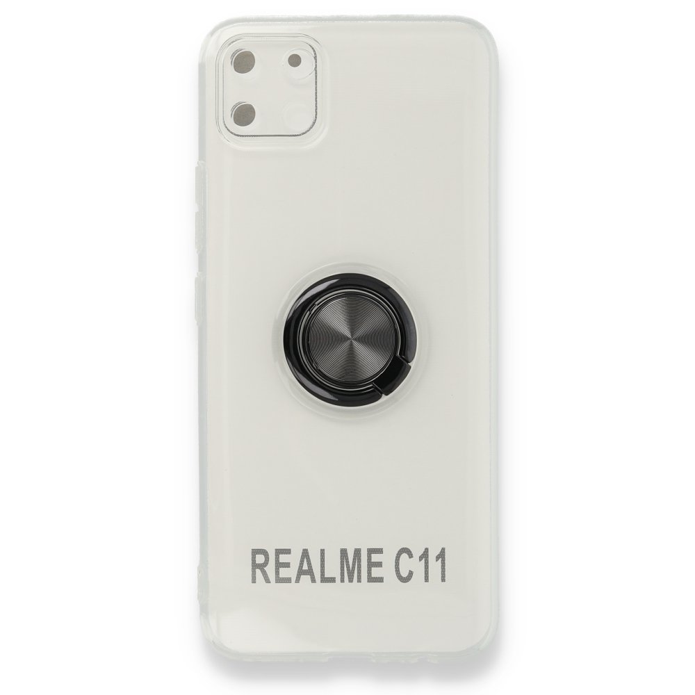 Realme C11 Kılıf Gros Yüzüklü Silikon - Siyah  Realme C11 Kılıf Gros Yüzüklü Silikon - Siyah