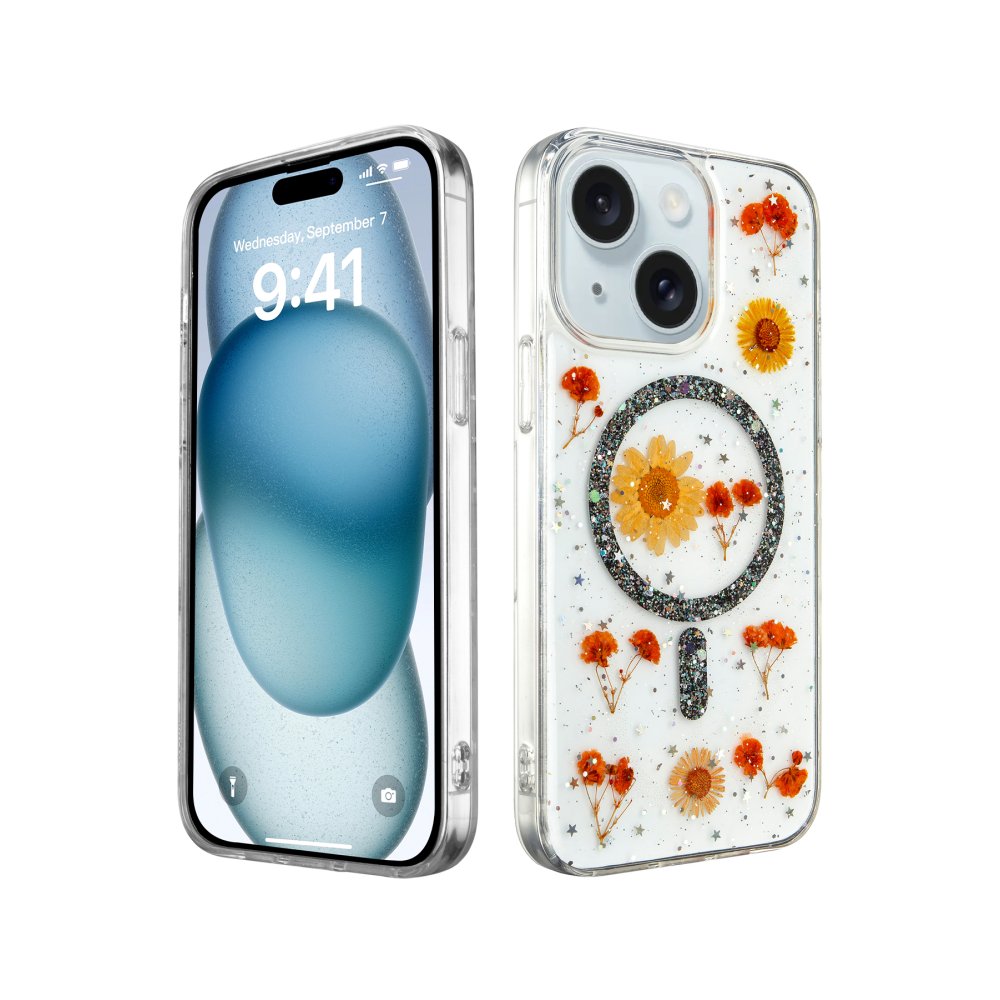  iPhone 15 Plus Kılıf Daisy Simli Magsafe Kapak - Siyah