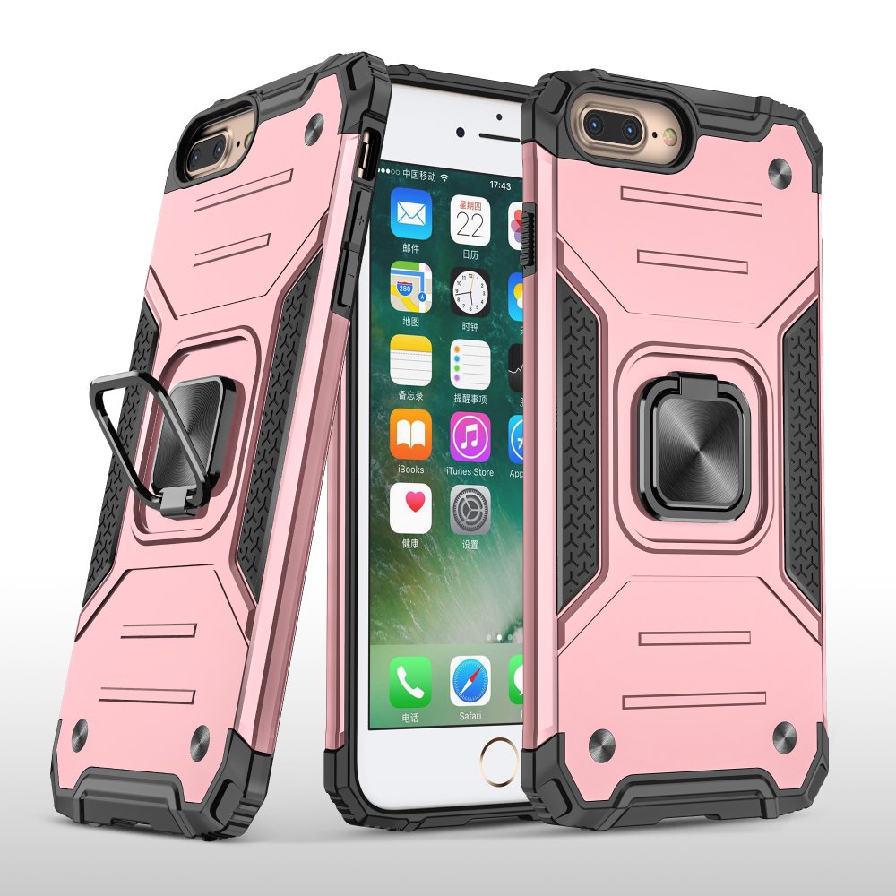  iPhone 8 Plus Kılıf Zegna Yüzüklü Silikon Kapak - Rose