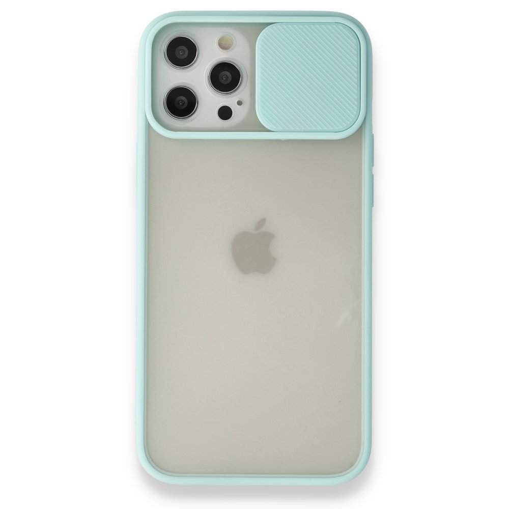  iPhone 12 Pro Max Kılıf Palm Buzlu Kamera Sürgülü Silikon - Turkuaz