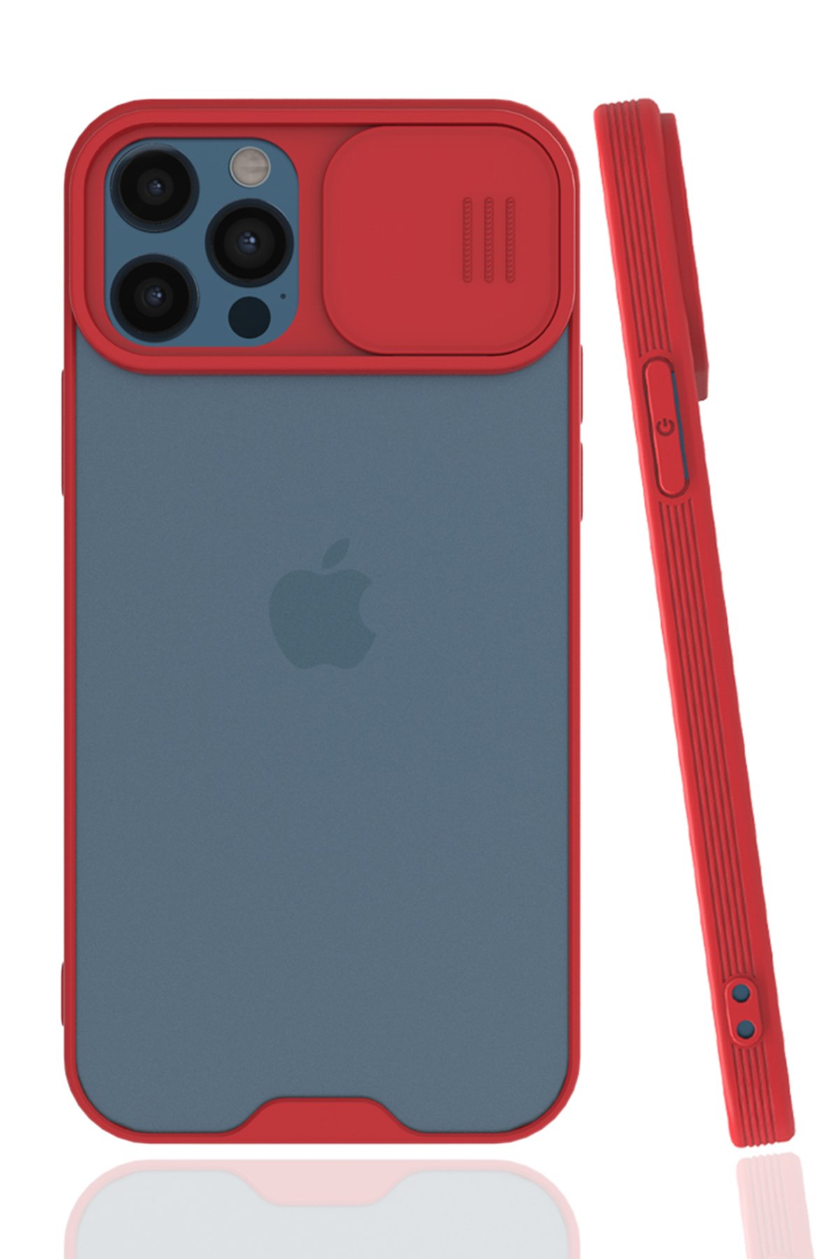 iPhone 12 Pro Kılıf Platin Kamera Koruma Silikon - Kırmızı iPhone 12 Pro Kılıf Platin Kamera Koruma Silikon - Kırmızı