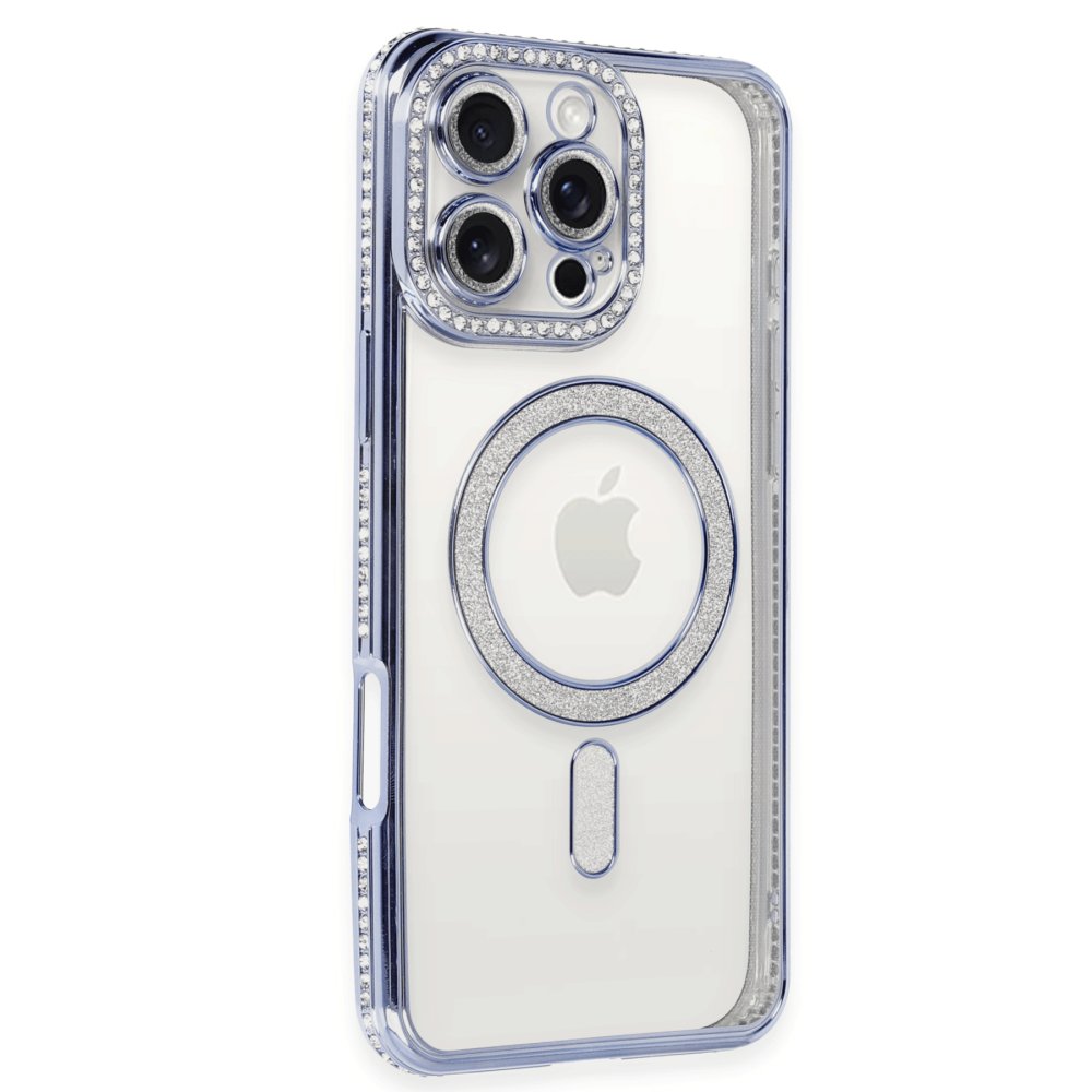  iPhone 16 Pro Max Kılıf Joke Simli Magneticsafe Kılıf - Mavi