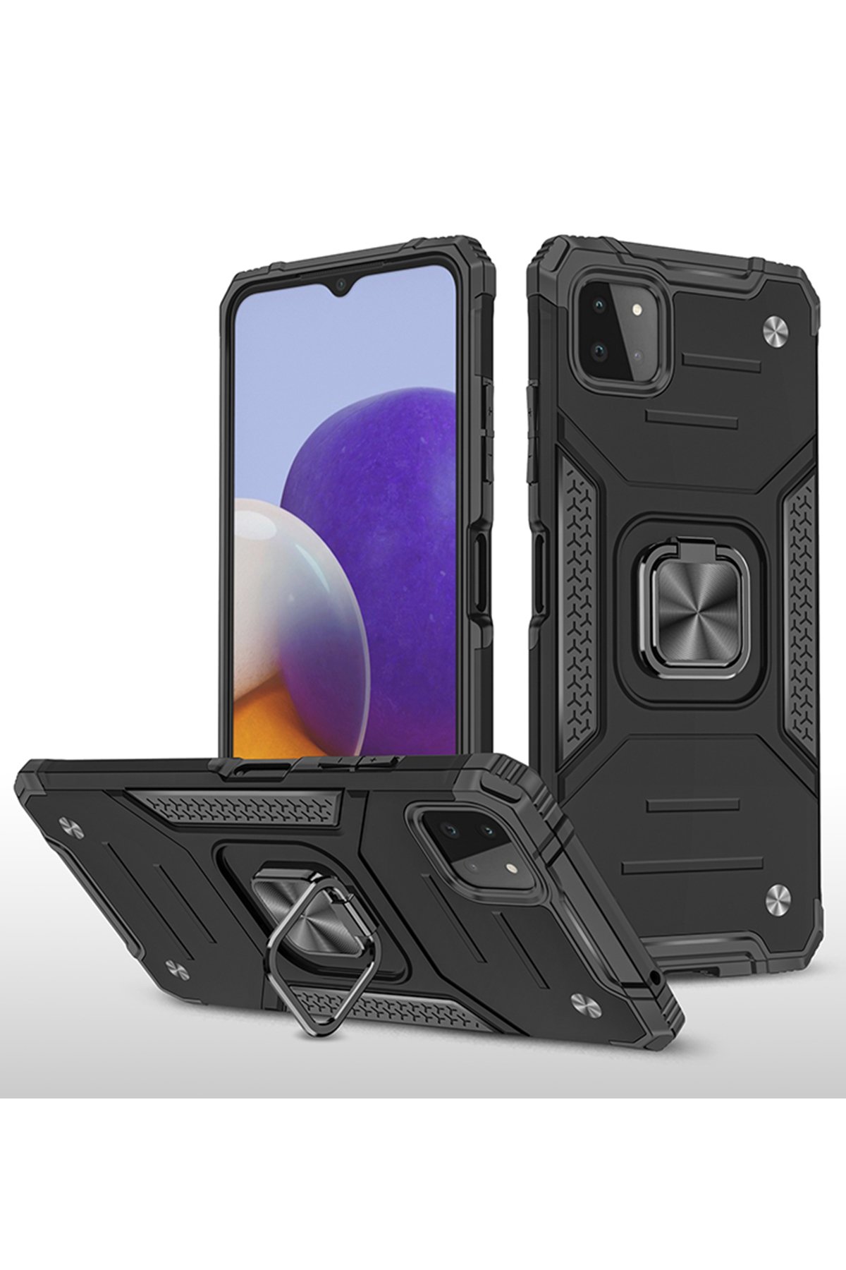  Samsung Galaxy M32 Kılıf Zegna Yüzüklü Silikon Kapak - Siyah
