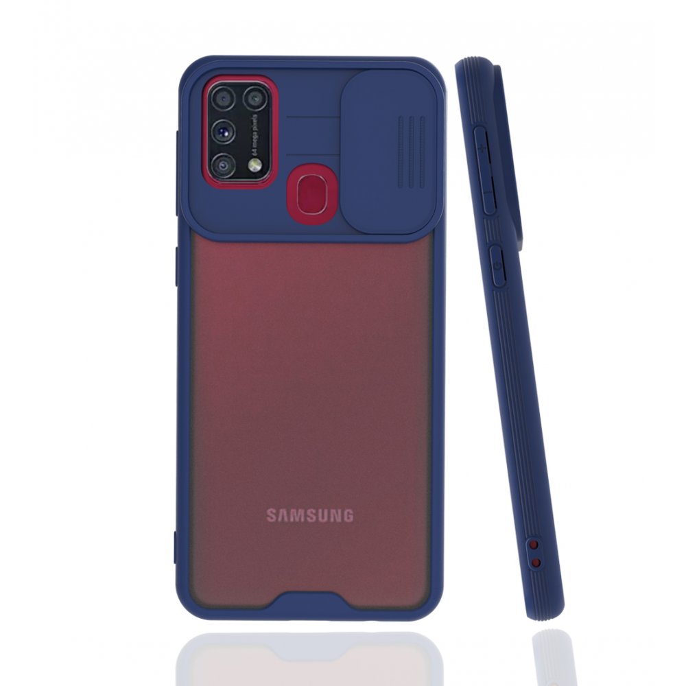  Samsung Galaxy M31 Kılıf Platin Kamera Koruma Silikon - Lacivert