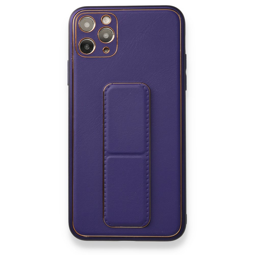 iPhone 11 Pro Max Kılıf Coco Deri Standlı Kapak - Mor iPhone 11 Pro Max Kılıf Coco Deri Standlı Kapak - Mor