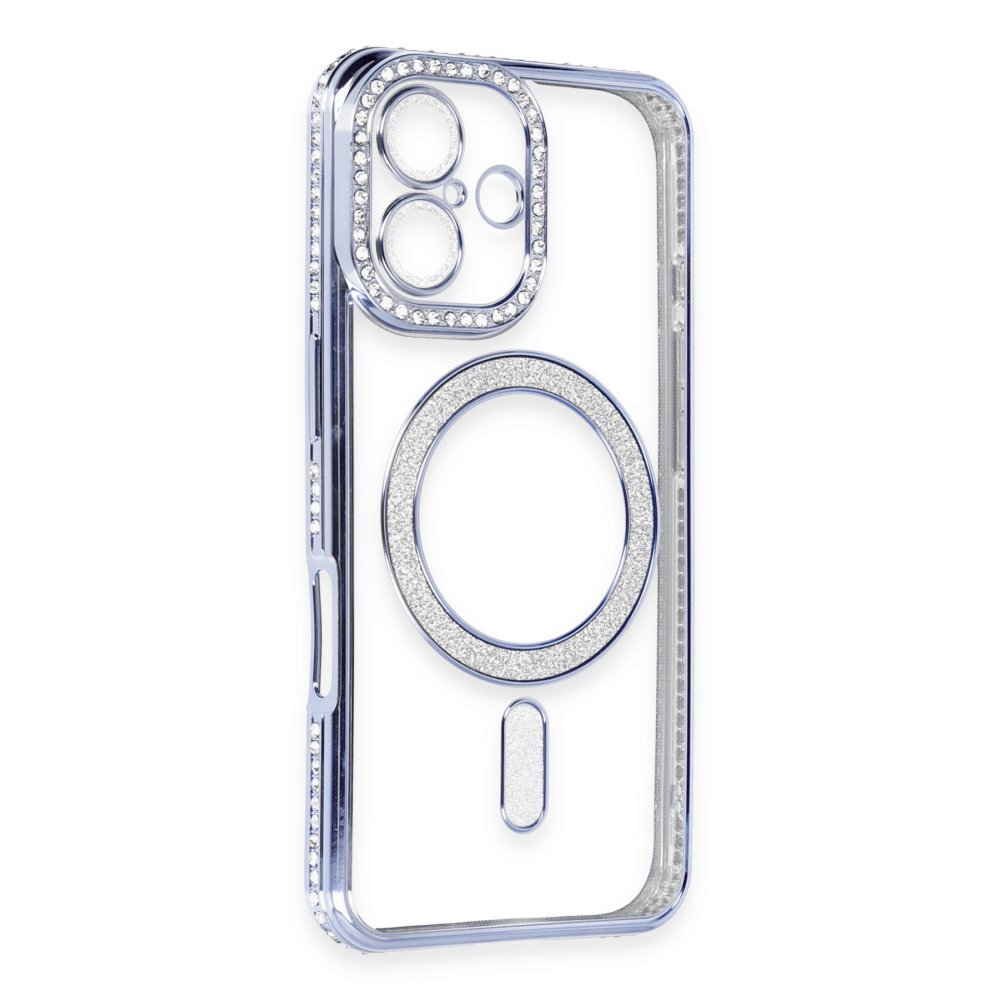  iPhone 16 Kılıf Joke Simli Magneticsafe Kılıf - Mavi