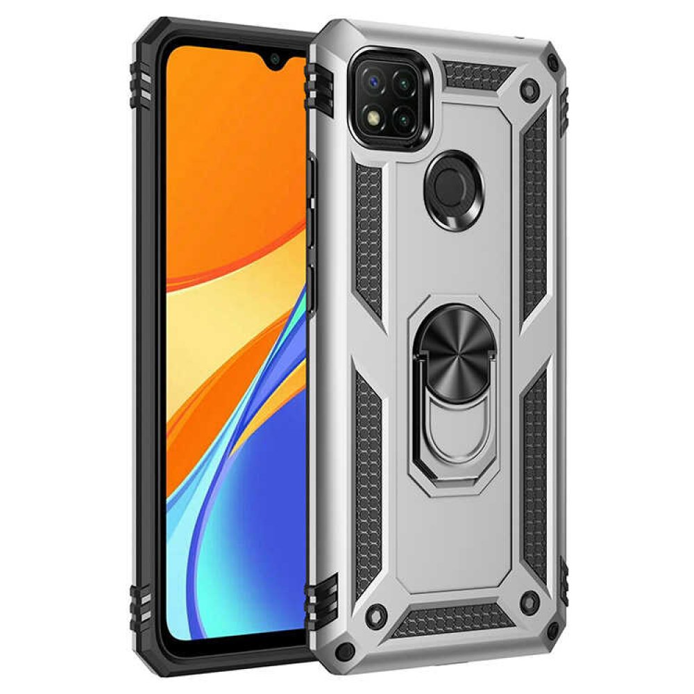 Redmi 9C Kılıf Sofya Yüzüklü Silikon Kapak - Gümüş
