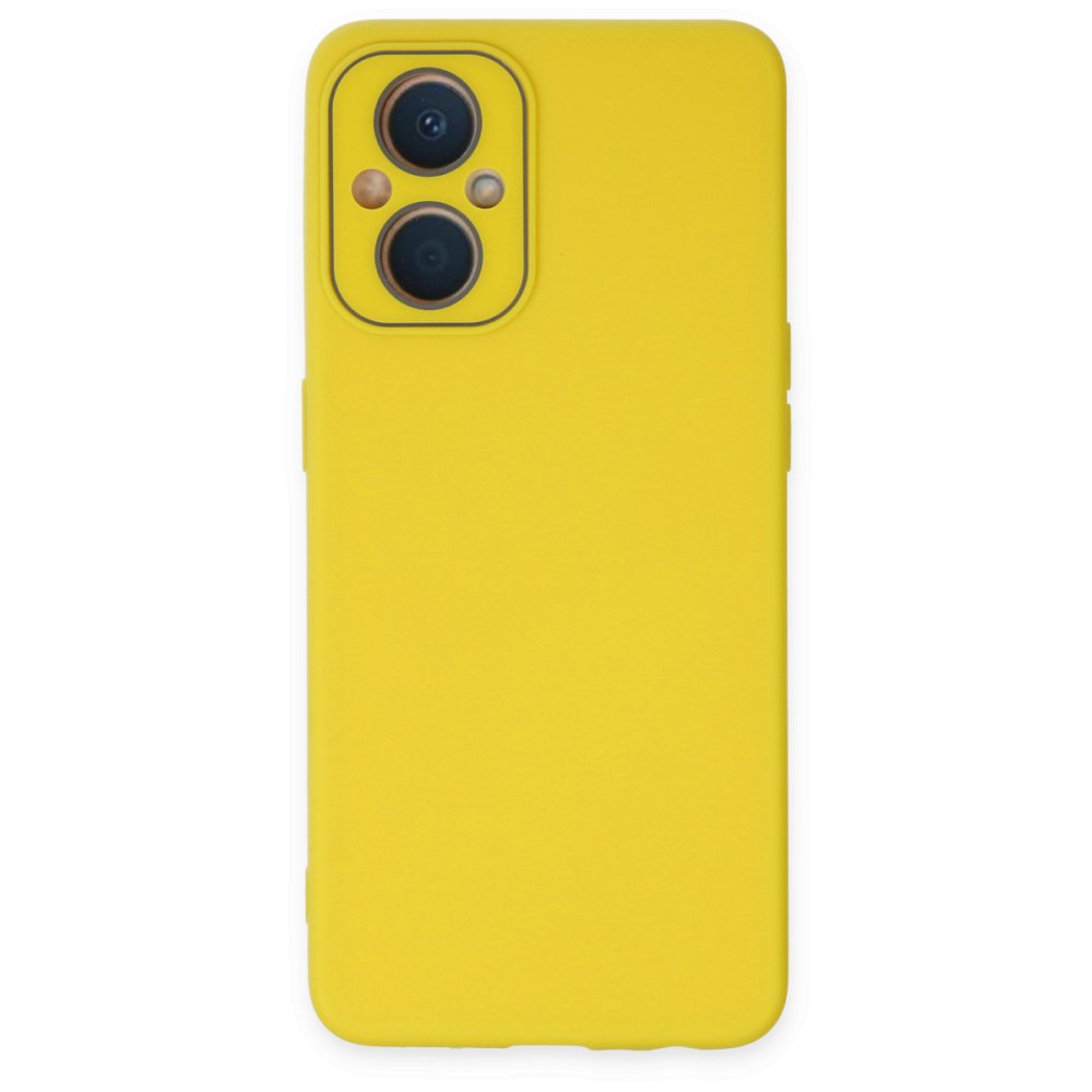 Oppo Reno 8 Lite Kılıf Lansman Glass Kapak - Sarı