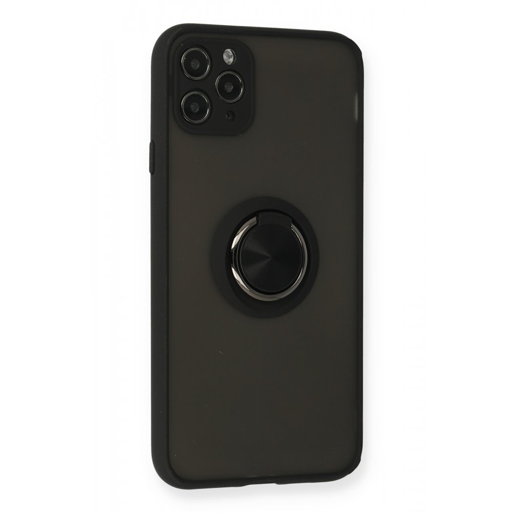 iPhone 11 Pro Max Kılıf Montreal Yüzüklü Silikon Kapak - Siyah iPhone 11 Pro Max Kılıf Montreal Yüzüklü Silikon Kapak - Siyah