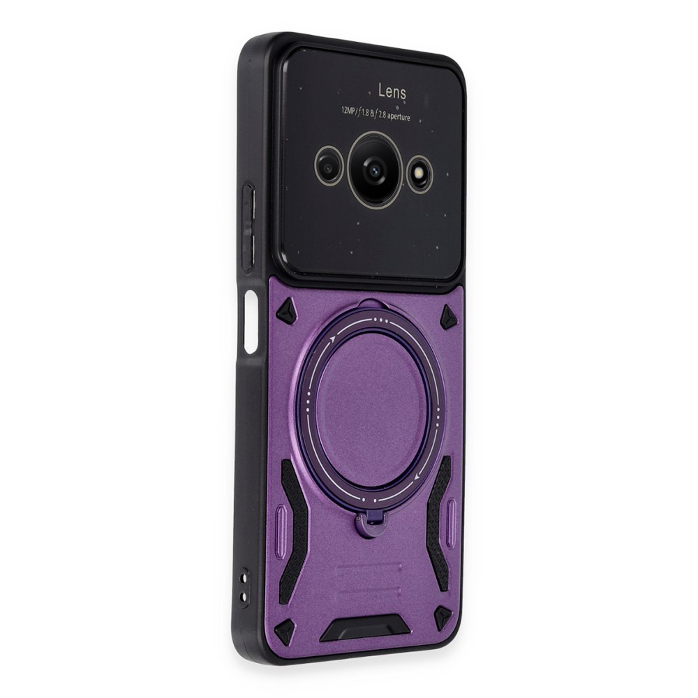 Xiaomi Poco C61 Kılıf Joy Lens Standlı Kapak - Mor Xiaomi Poco C61 Kılıf Joy Lens Standlı Kapak - Mor