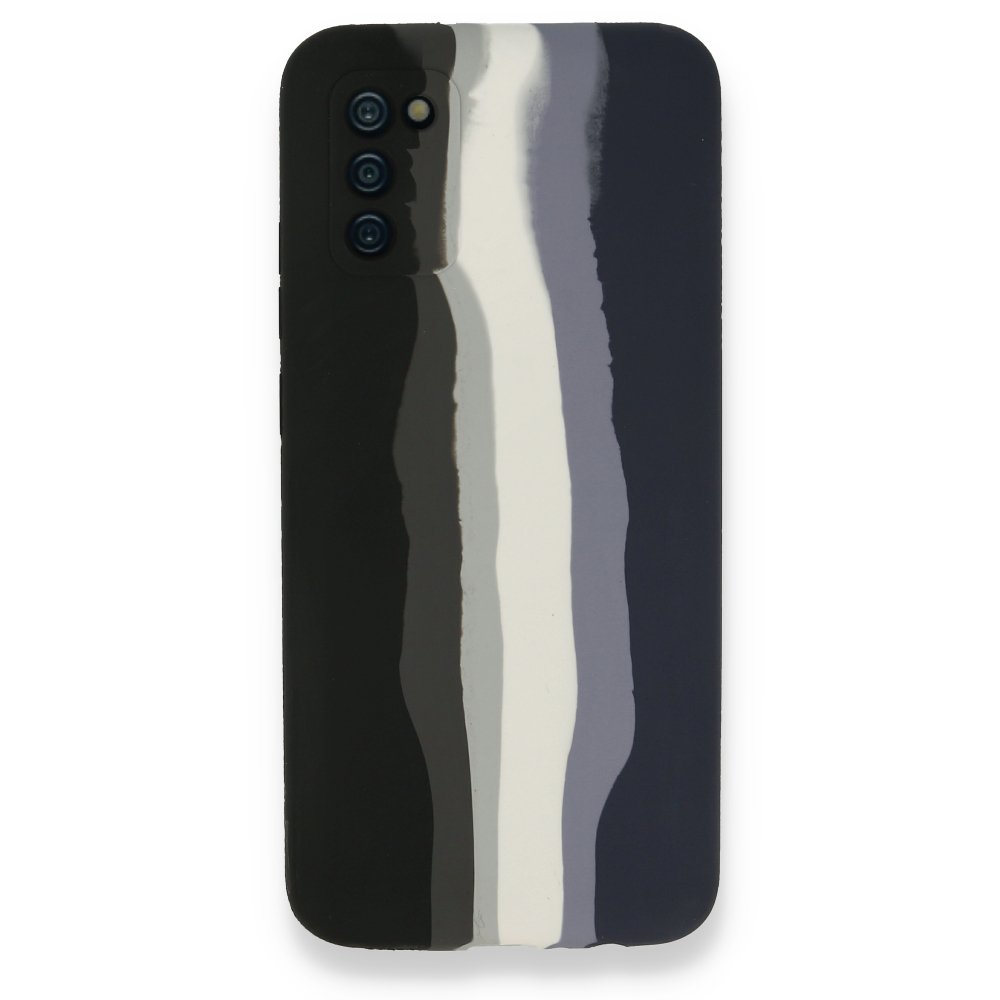  Samsung Galaxy A03S Kılıf Ebruli Lansman Silikon - Siyah-Lacivert