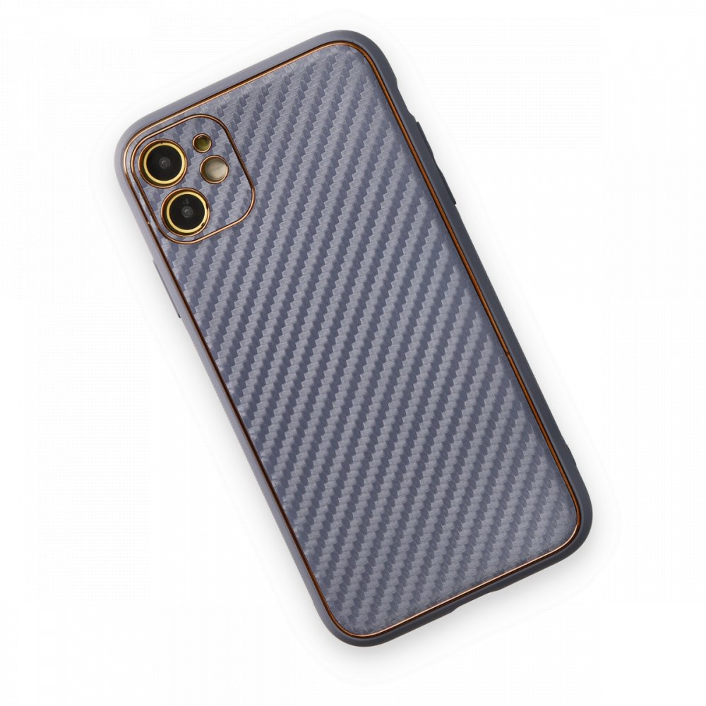 iPhone 12 Kılıf Coco Karbon Silikon - Gri iPhone 12 Kılıf Coco Karbon Silikon - Gri