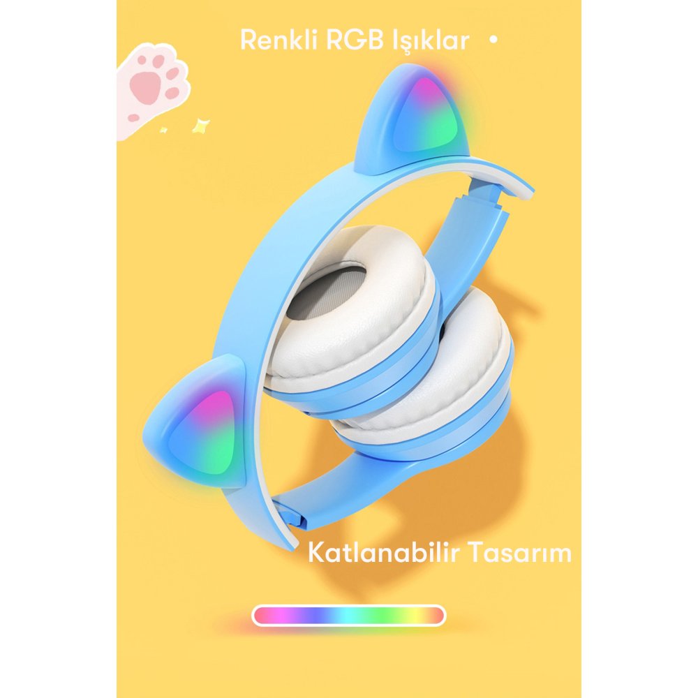  P47M Kablosuz Kedi Kulaklık - Siyah