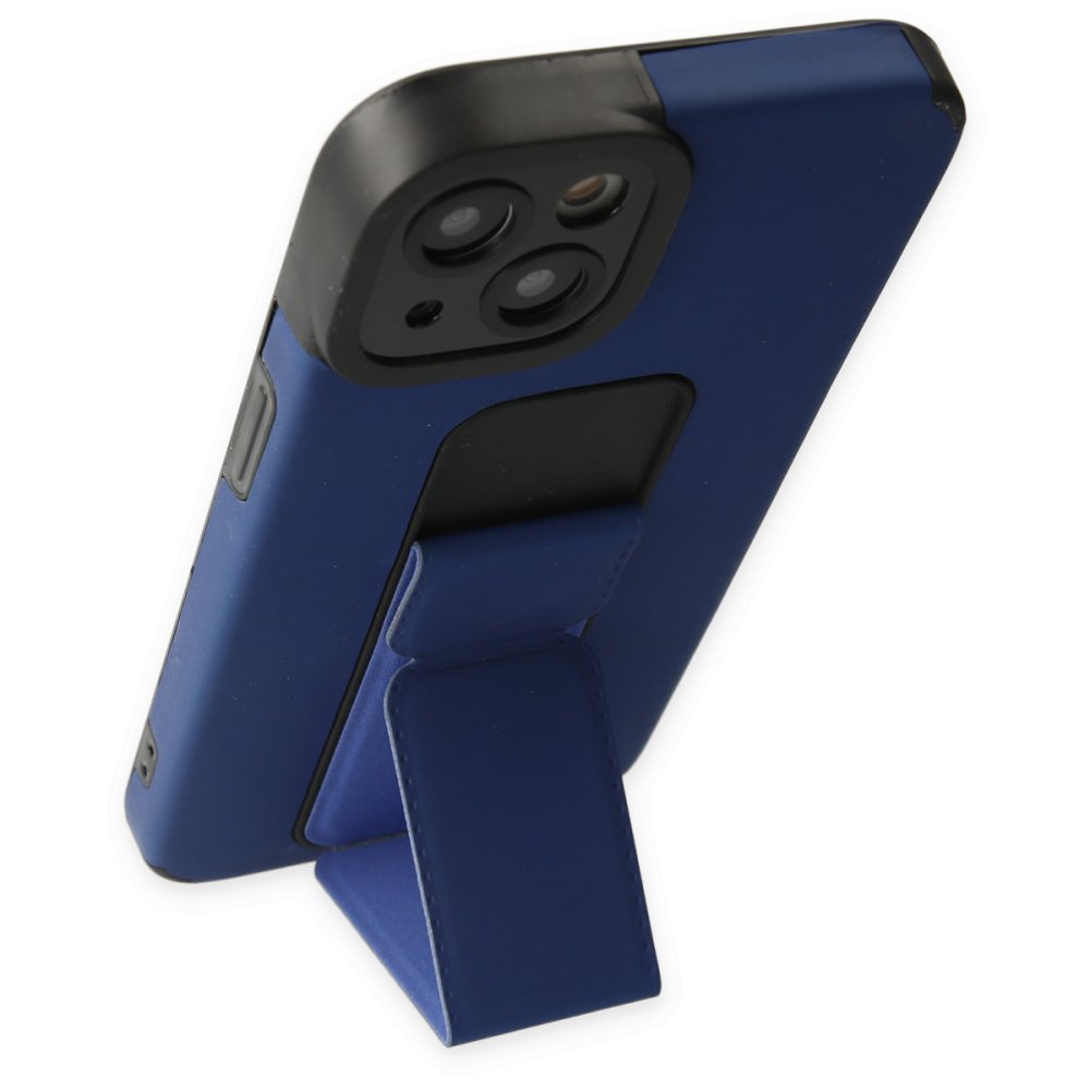 iPhone 14 Plus Kılıf Mega Standlı Silikon - Mavi  iPhone 14 Plus Kılıf Mega Standlı Silikon - Mavi