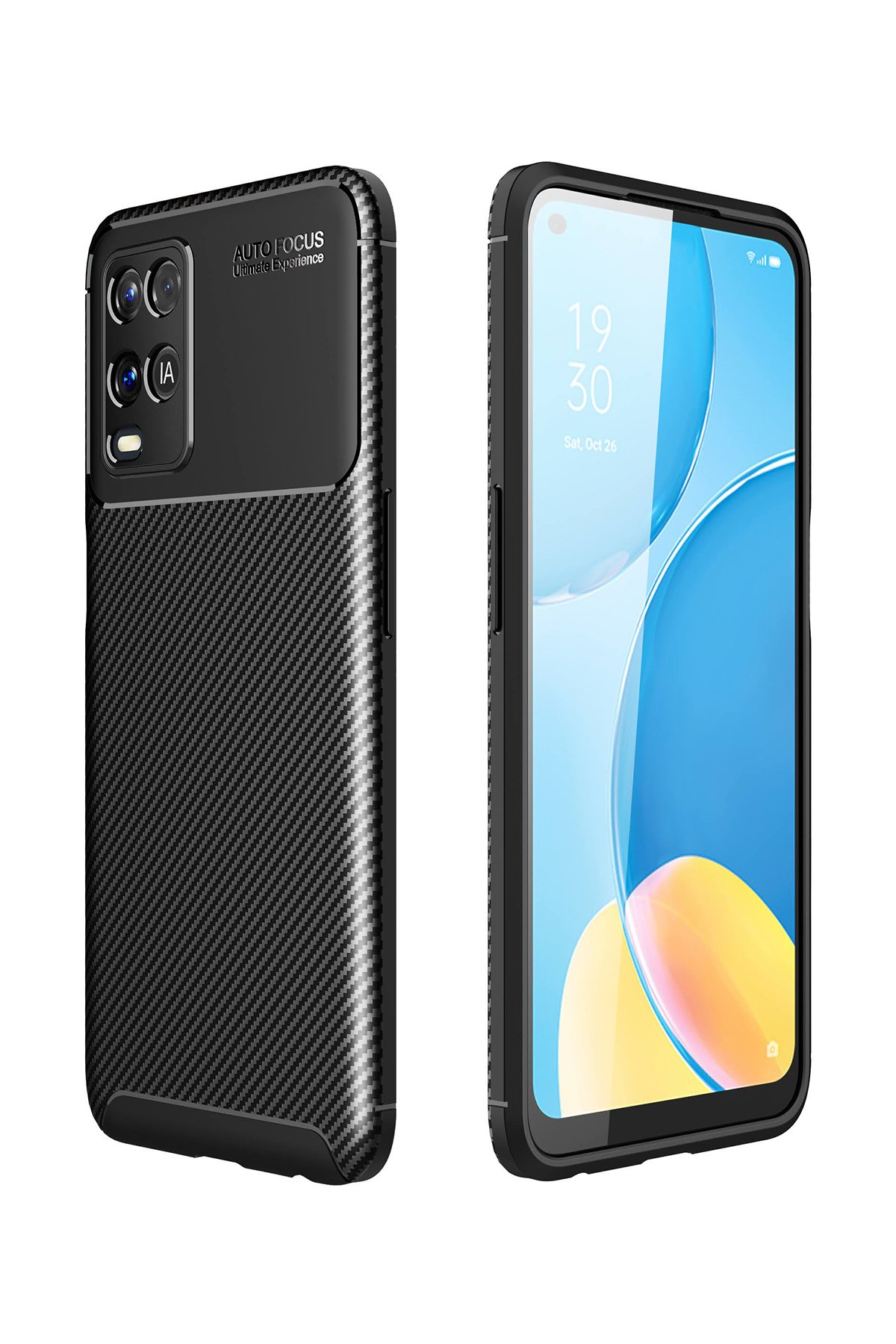 Oppo A54 4G Kılıf Auto Focus Karbon Kapak - Siyah Oppo A54 4G Kılıf Auto Focus Karbon Kapak - Siyah
