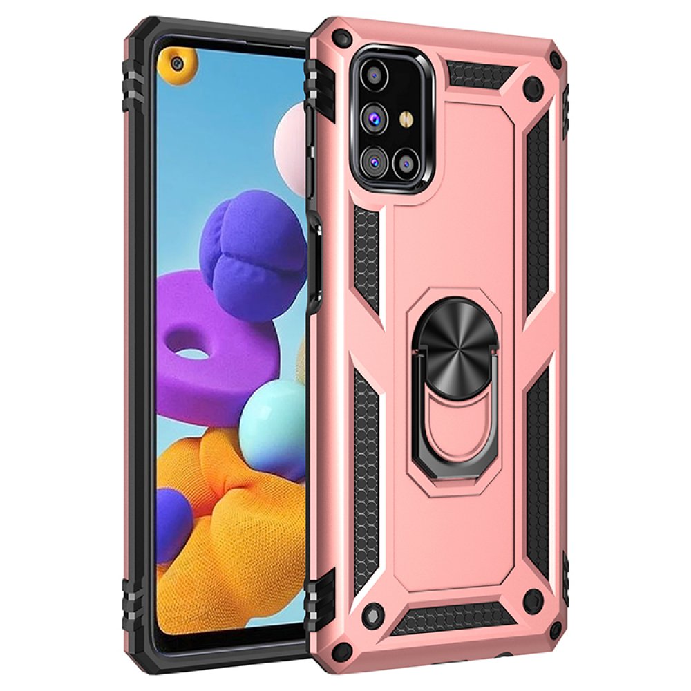  Samsung Galaxy M51 Kılıf Sofya Yüzüklü Silikon Kapak - Rose