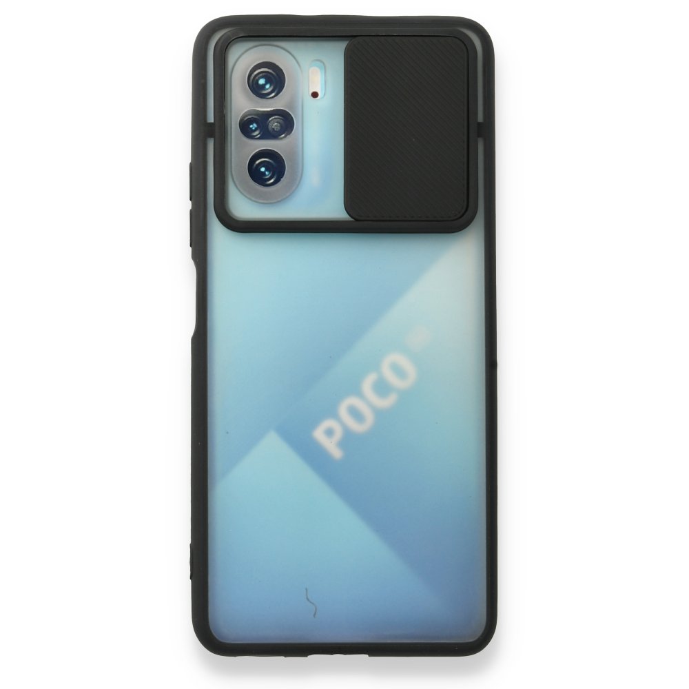 Redmi K40 Pro Kılıf Palm Buzlu Kamera Sürgülü Silikon - Siyah