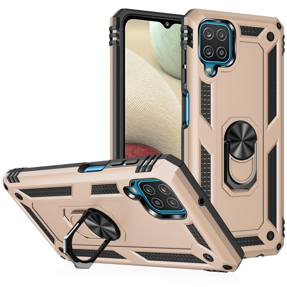  Samsung Galaxy M22 Kılıf Sofya Yüzüklü Silikon Kapak - Gold