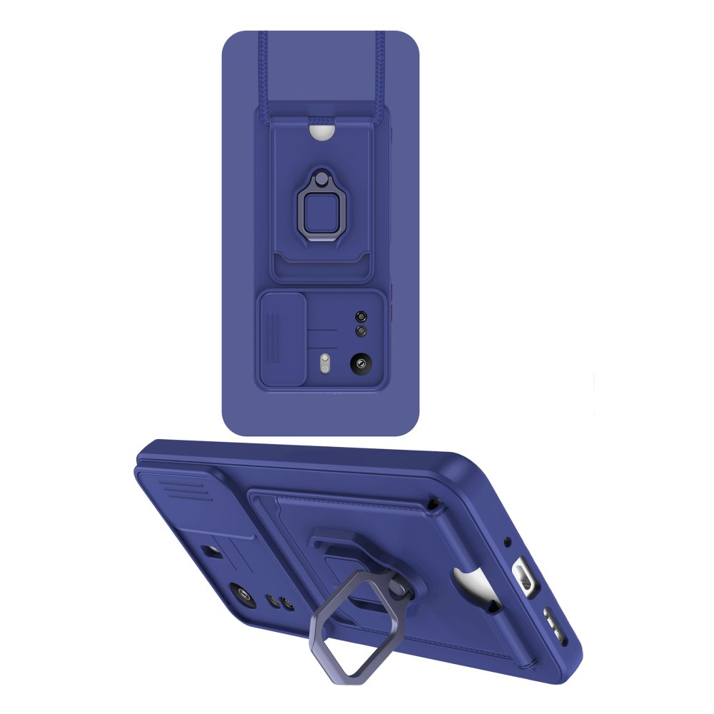  Xiaomi Poco C65 Kılıf Zuma Kartvizitli Yüzüklü Silikon - Lacivert