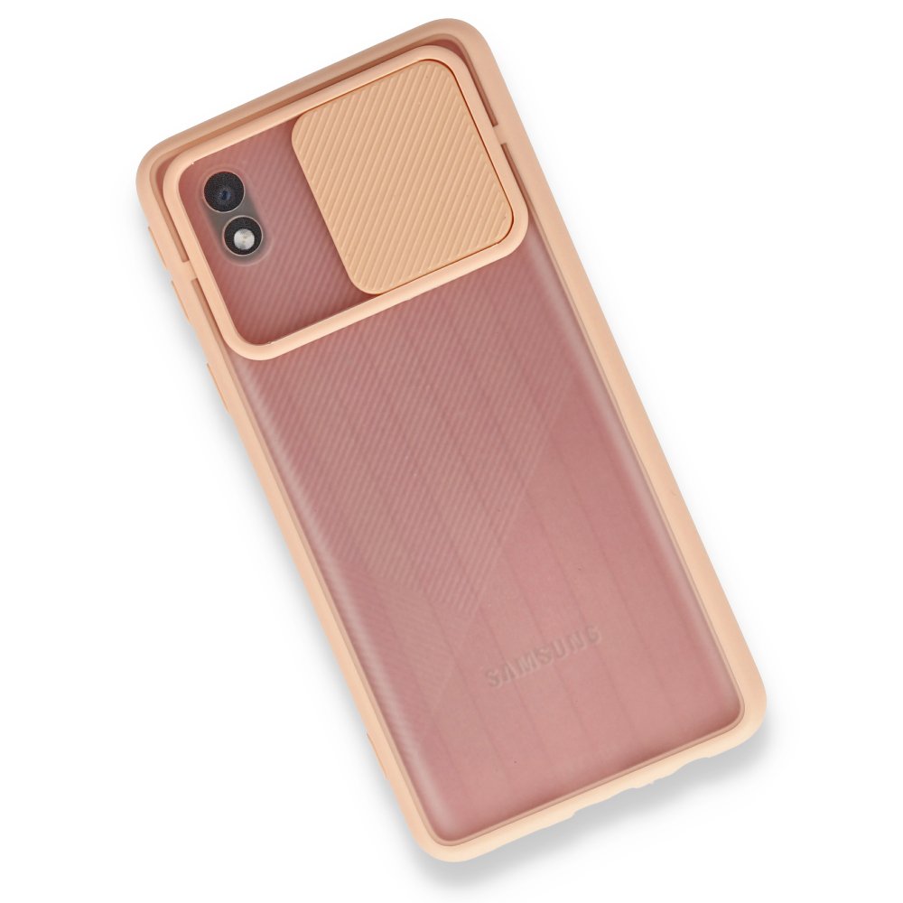  Samsung Galaxy A01 Core Kılıf Palm Buzlu Kamera Sürgülü Silikon - Pembe