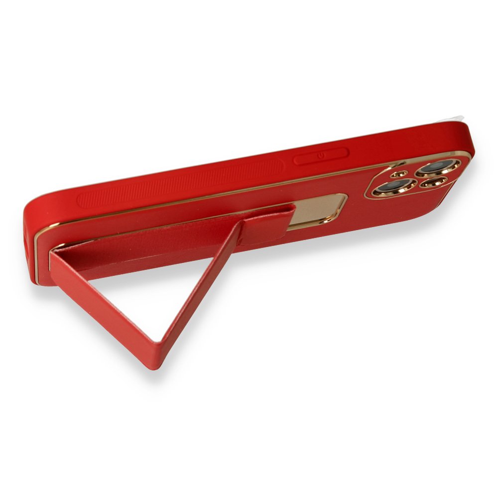 iPhone 13 Kılıf Coco Deri Standlı Kapak - Kırmızı iPhone 13 Kılıf Coco Deri Standlı Kapak - Kırmızı