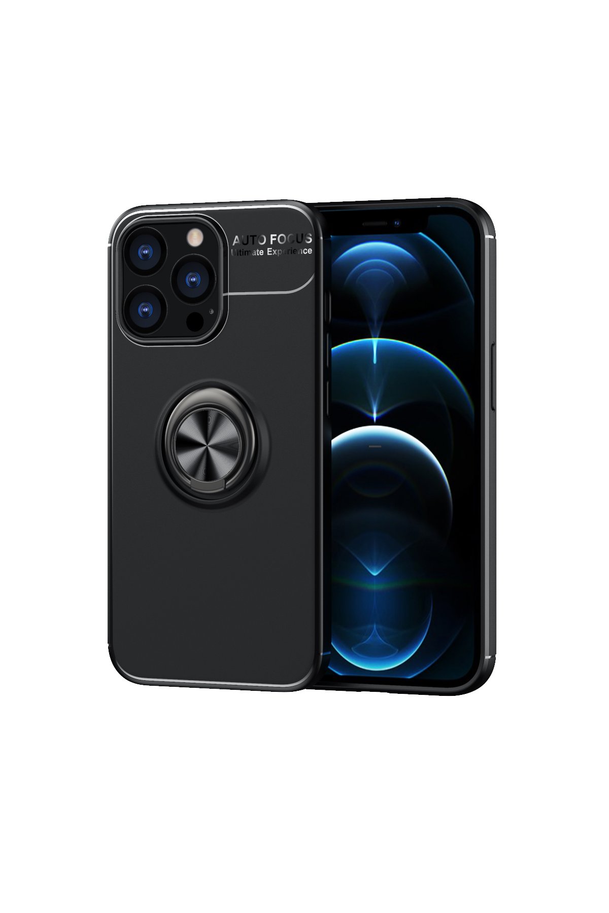 iPhone 13 Pro Kılıf Range Yüzüklü Silikon - Siyah iPhone 13 Pro Kılıf Range Yüzüklü Silikon - Siyah