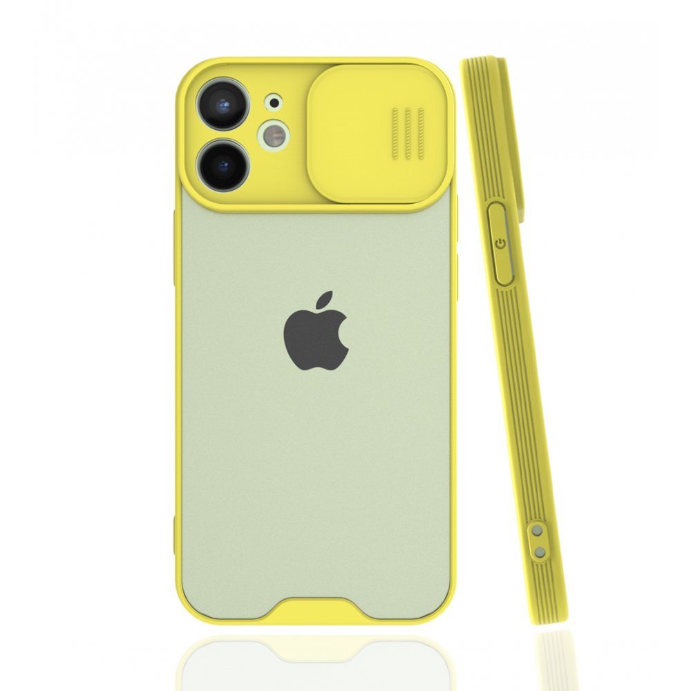 iPhone 12 Mini Kılıf Platin Kamera Koruma Silikon - Sarı iPhone 12 Mini Kılıf Platin Kamera Koruma Silikon - Sarı