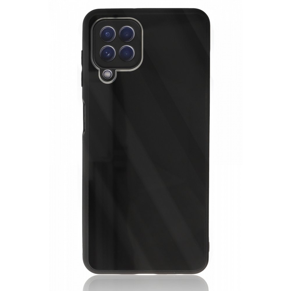  Samsung Galaxy M32 Kılıf Glass Kapak - Siyah