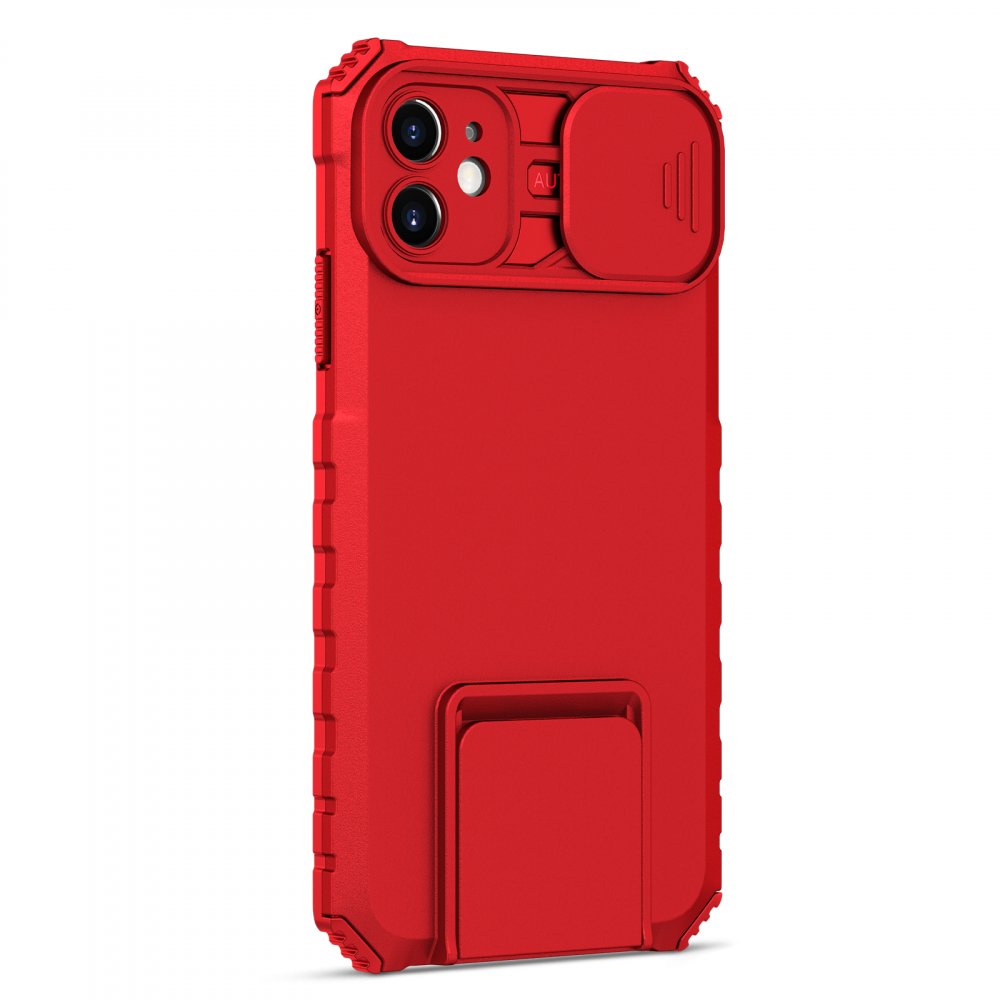 iPhone 11 Kılıf Walker Standlı Kapak - Kırmızı iPhone 11 Kılıf Walker Standlı Kapak - Kırmızı