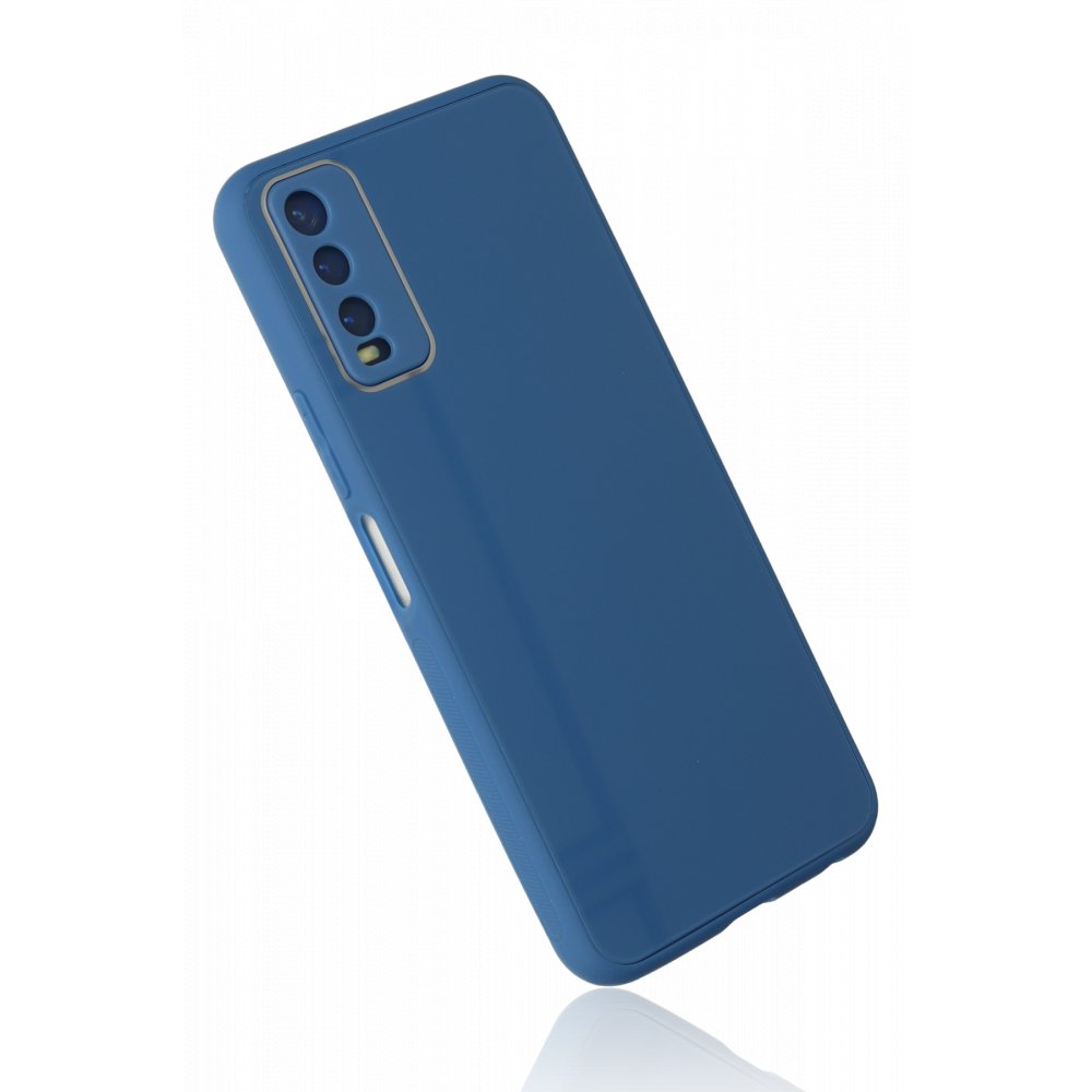  Vivo Y11S Kılıf Glass Kapak - Mavi