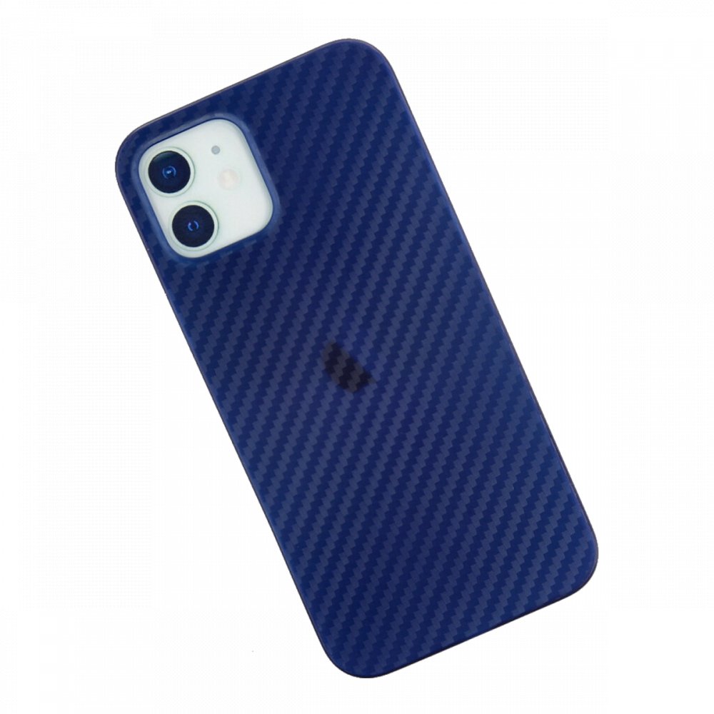 iPhone 12 Kılıf Karbon PP Silikon - Mavi iPhone 12 Kılıf Karbon PP Silikon - Mavi