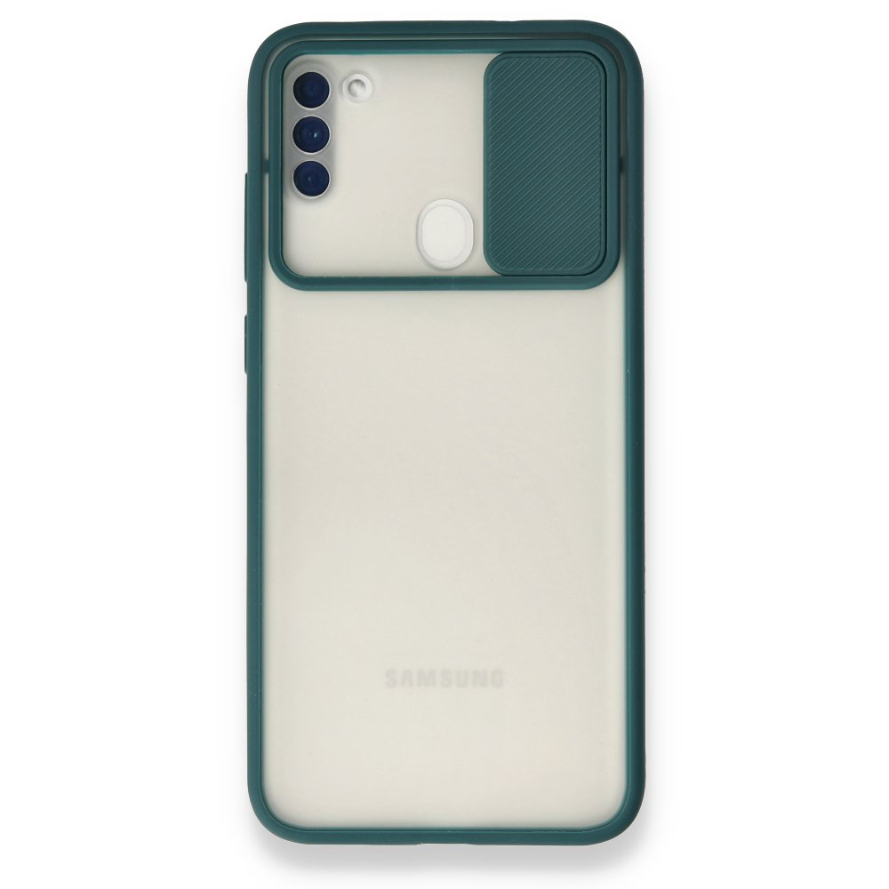  Samsung Galaxy A11 Kılıf Palm Buzlu Kamera Sürgülü Silikon - Yeşil