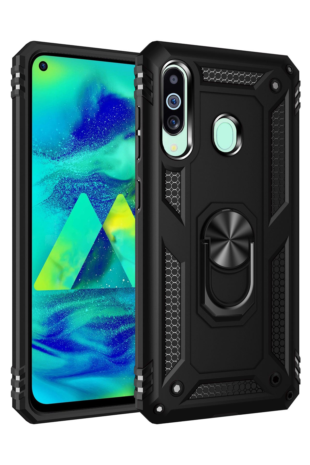  Samsung Galaxy A60 Kılıf Sofya Yüzüklü Silikon Kapak - Siyah
