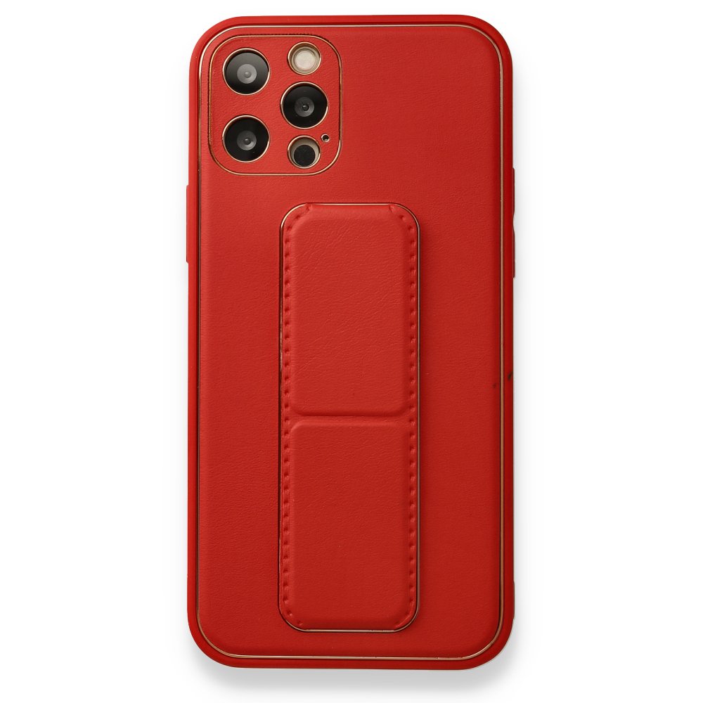 iPhone 12 Pro Kılıf Coco Deri Standlı Kapak - Kırmızı iPhone 12 Pro Kılıf Coco Deri Standlı Kapak - Kırmızı
