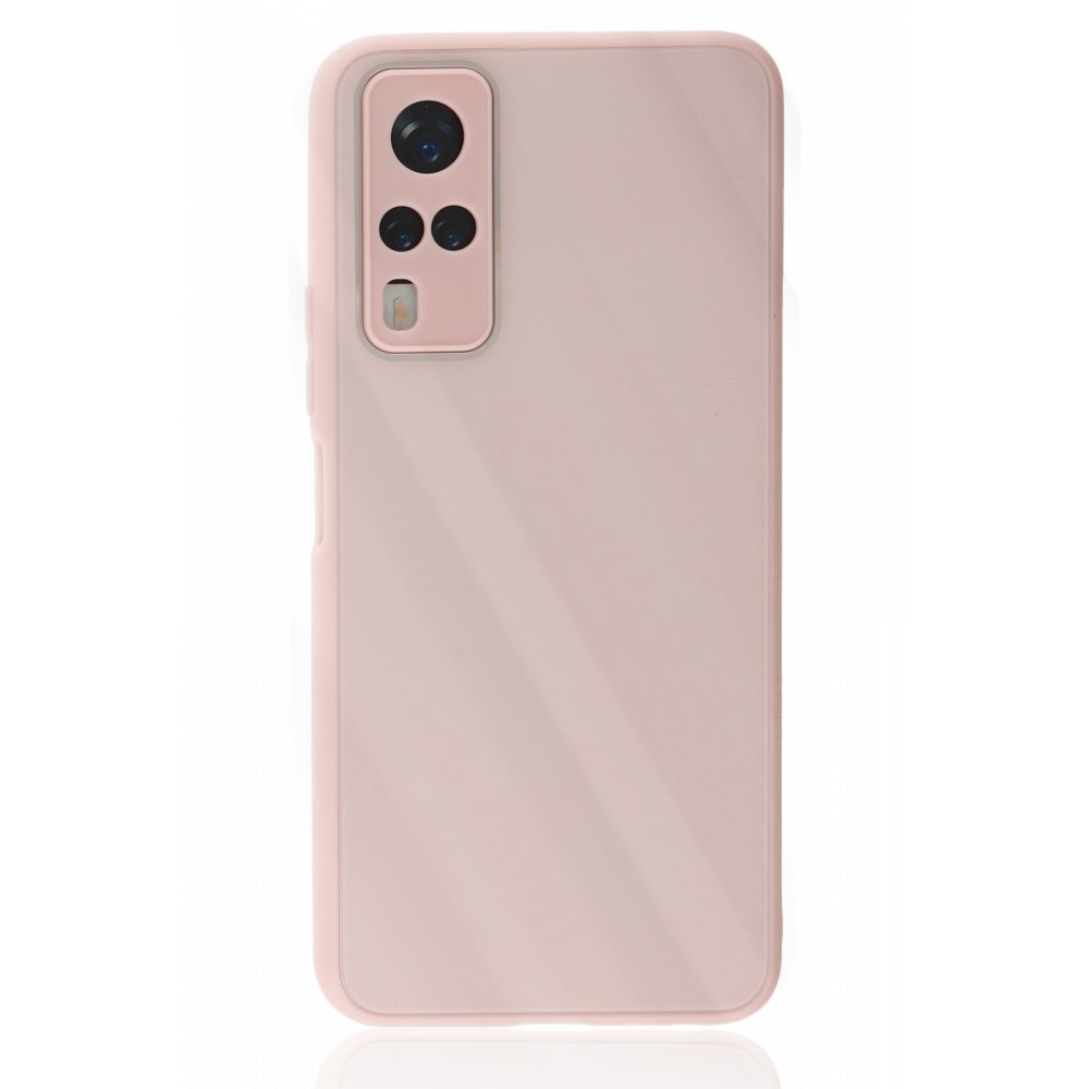  Vivo Y51 Kılıf Glass Kapak - Pembe