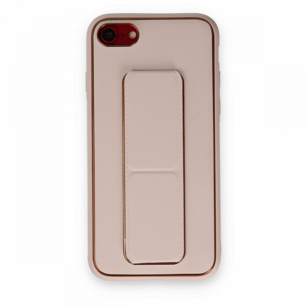 iPhone 8 Kılıf Coco Deri Standlı Kapak - Pudra iPhone 8 Kılıf Coco Deri Standlı Kapak - Pudra
