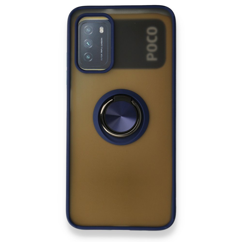  Xiaomi Pocophone M3 Kılıf Montreal Yüzüklü Silikon Kapak - Lacivert