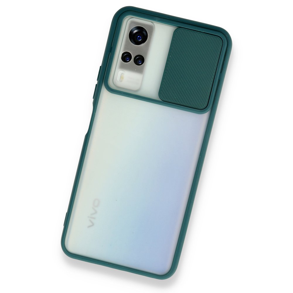 Vivo Y31 2021 Kılıf Palm Buzlu Kamera Sürgülü Silikon - Yeşil