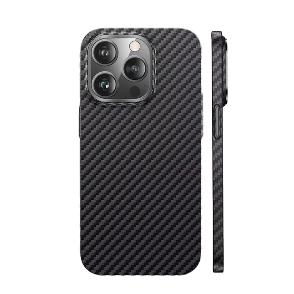  iPhone 14 Pro Kılıf Metalik Karbon Kapak - Siyah