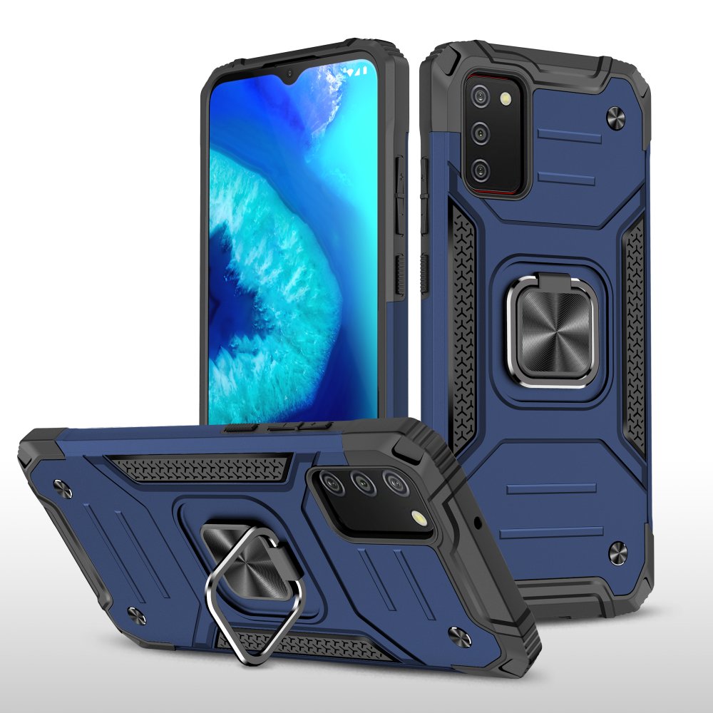  Samsung Galaxy A02S Kılıf Zegna Yüzüklü Silikon Kapak - Mavi