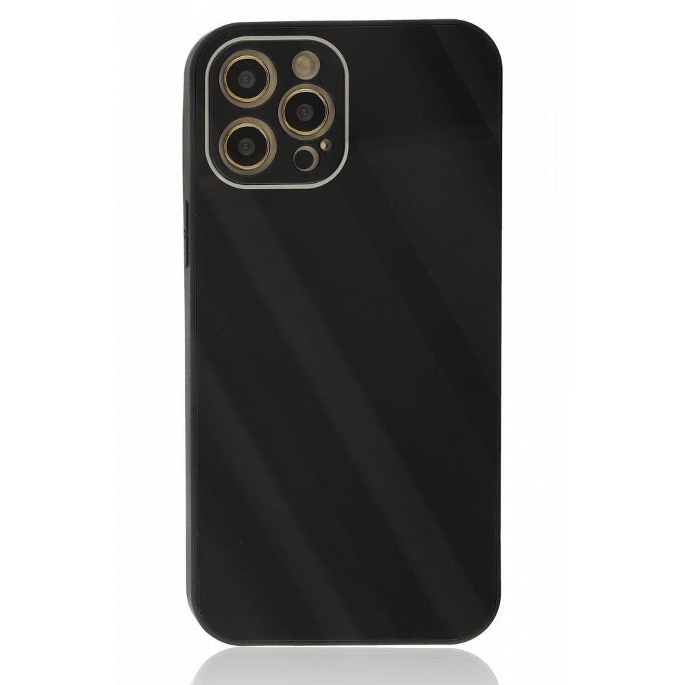  iPhone 12 Pro Max Kılıf Glass Kapak - Siyah