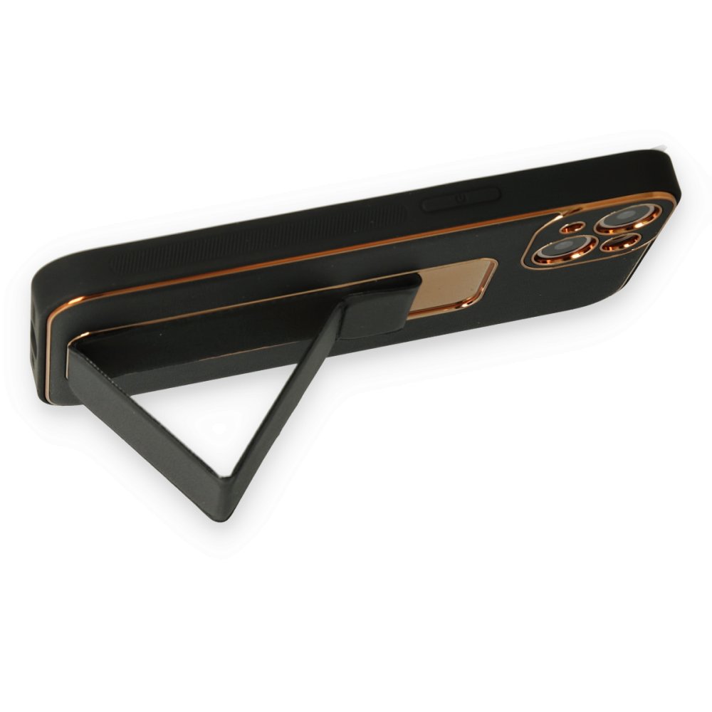 iPhone 14 Kılıf Coco Deri Standlı Kapak - Siyah iPhone 14 Kılıf Coco Deri Standlı Kapak - Siyah