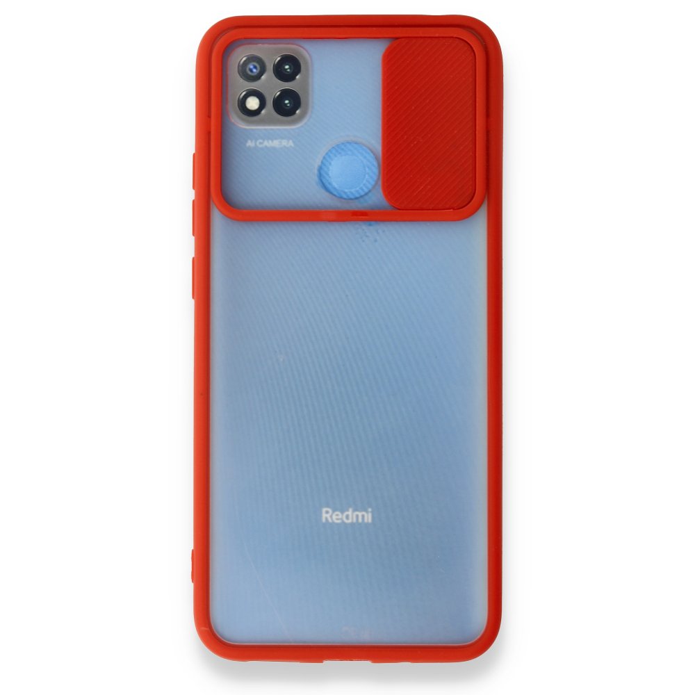 Redmi 9C Kılıf Palm Buzlu Kamera Sürgülü Silikon - Kırmızı
