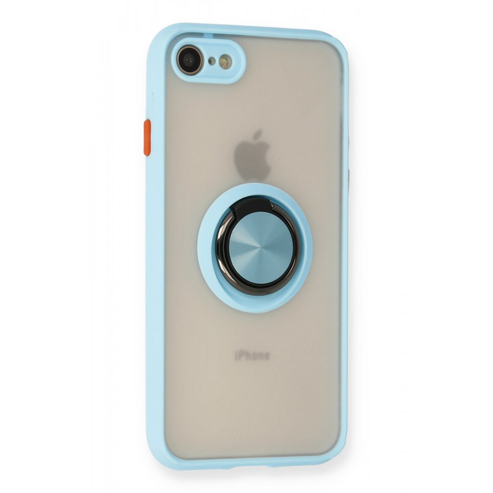  iPhone 7 Kılıf Montreal Yüzüklü Silikon Kapak - Buz Mavi